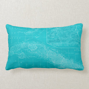 Blue Cuba Map Lumbar Cushion