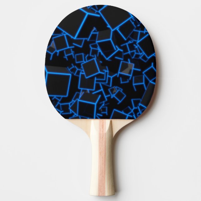 Blue Cubes Abstract Ping Pong Paddle (Front)