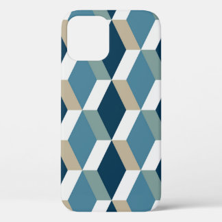 Blue Cubes: Geometric Seamless Pattern iPhone 12 Case