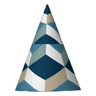 Blue Cubes: Geometric Seamless Pattern Party Hat