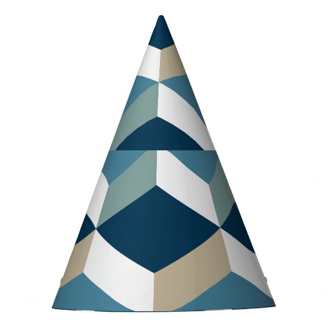 Blue Cubes: Geometric Seamless Pattern Party Hat (Front)