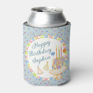 Blue Cue the Confetti Birthday Party Dessert Can Cooler