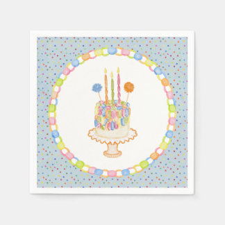 Blue Cue the Confetti Birthday Party Dessert Napkin