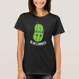 Blue-cumber Funny Sad Veggie Cucumber Pun Dark BG T-Shirt