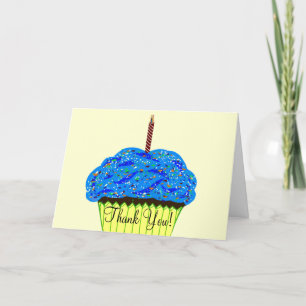 Blue Cupcake Birthday Thank You Cards