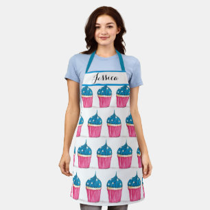 Blue Cupcake Food Dessert Cakes Baker Cute Adult Apron