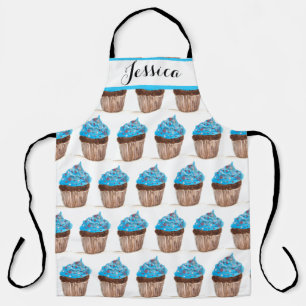 Blue Cupcake Food Dessert Cakes Baker Cute Adult Apron