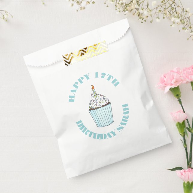 Blue Cupcake Personalised Birthday Party Favour Favour Bag (Sealed)