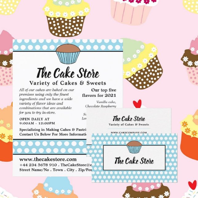 Blue Cupcake & Polka Dot, Cake Store Advertising Flyer (Creator Uploaded)