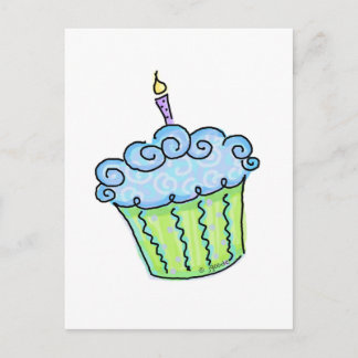 Blue cupcake postcard