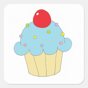 Blue Cupcake Square Sticker