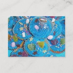 Blue Cupcakes business card chubby white