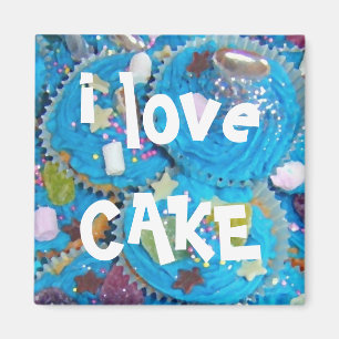 Blue Cupcakes 'i love cake'  fridge magnet