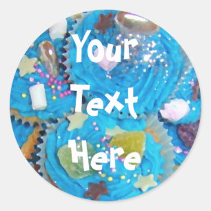 Blue Cupcakes 'Your Text' white sticker