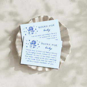 Blue Cupid Valentines Book Request Baby Shower Enclosure Card