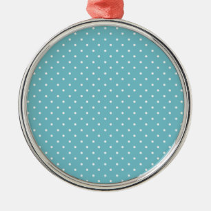 Blue-Curacao And-White-Polka-Dots Metal Ornament