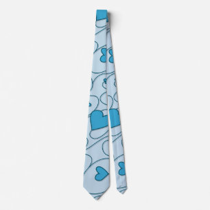 Blue curly hearts tie
