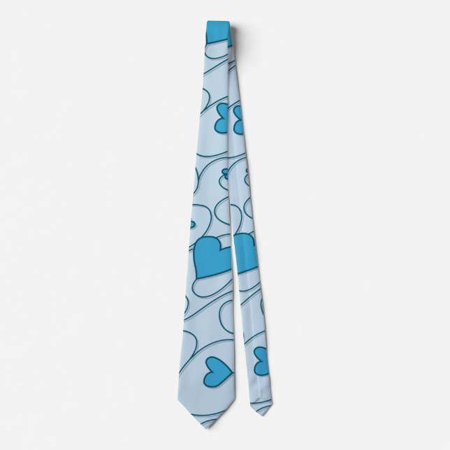 Blue curly hearts tie (Front)