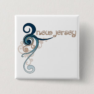 Blue Curly Swirl New Jersey Button