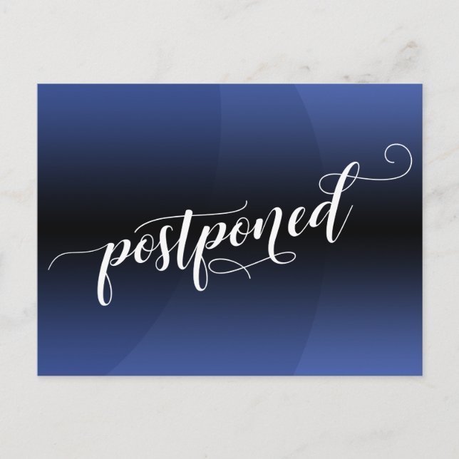 Blue Curve Postponed Wedding Announcement Postcard (Front)