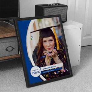 Blue Curved Frame Photo Graduation Poster
