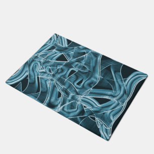 Blue curved overlapping band highlighted by relief doormat