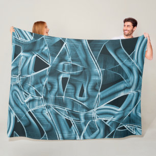 Blue curved overlapping band highlighted by relief fleece blanket