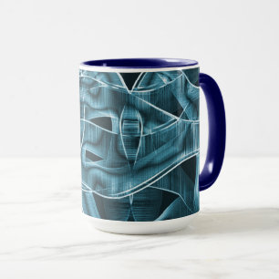 Blue curved overlapping band highlighted by relief mug