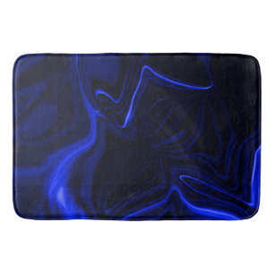 Blue curves and ripples in dark blue image  bath mat