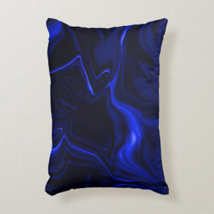 Blue curves and ripples in dark blue image  decorative cushion