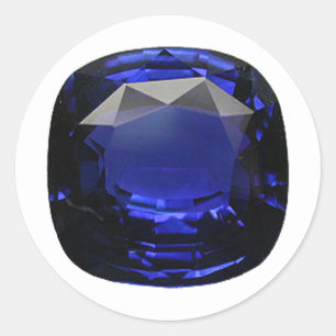 Blue Cushion-cut Sapphire Classic Round Sticker