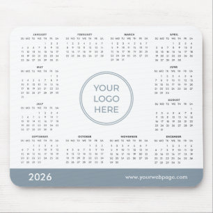 Blue Custom 2026 Calendar Business Logo Mouse Pad