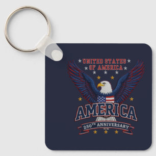 Blue Custom America 250 Business QR Code Square  Key Ring