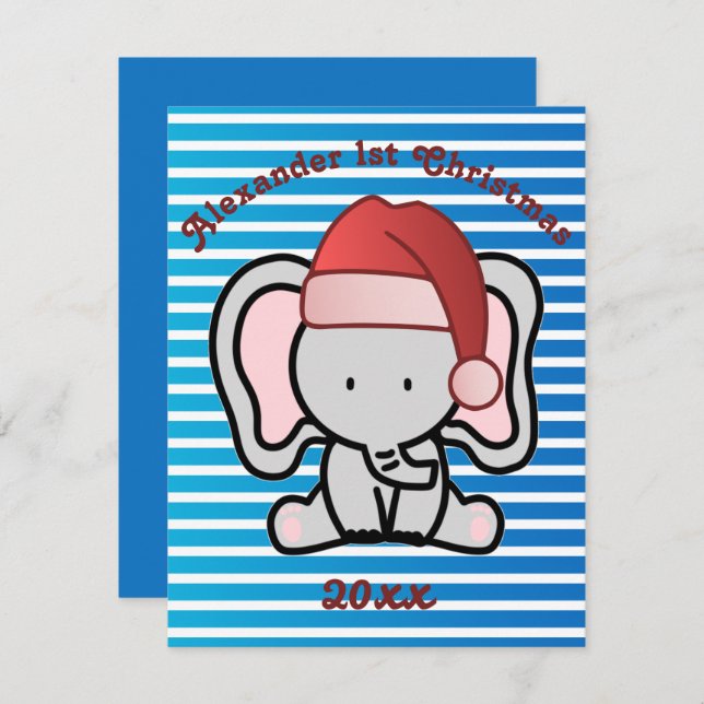 Blue Custom Baby Boy Name First Christmas 2022  Card (Front/Back)