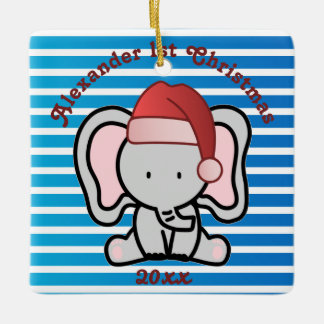 Blue Custom Baby Boy Name First Christmas 2022  Ceramic Ornament