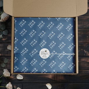 Blue Custom Branded Tiled Logo Message Tissue Paper