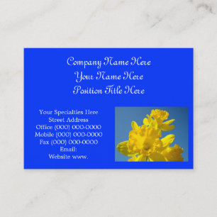 Blue Custom Business Cards Yellow Daffodil Flowers