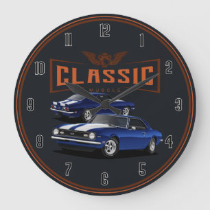 Blue Custom Camaro Large Clock