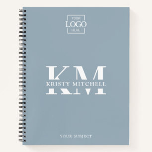 Blue Custom Company Logo Business Monogrammed Notebook