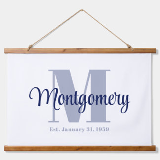 Blue Custom Family Name Sign Wedding Gift Idea Hanging Tapestry