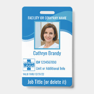 Blue custom Hospital Employee Security, logo ID Badge
