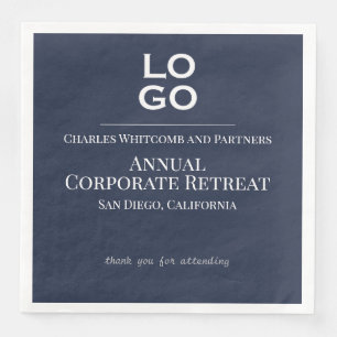 Blue Custom Logo Business or Corporate Event Napkin