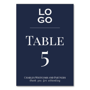 Blue Custom Logo Business or Corporate Event  Table Number