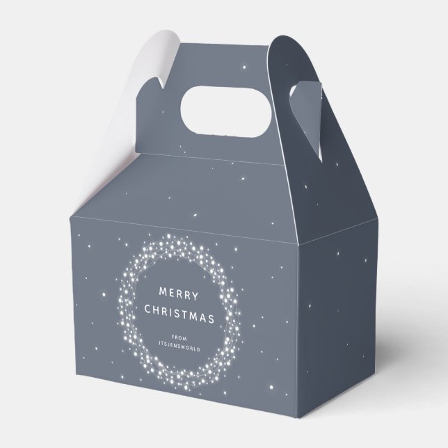 Blue Custom Message Sparkling Lights Christmas Favour Box (Front Side)