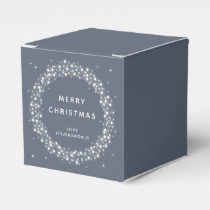 Blue Custom Message Sparkling Lights Christmas Favour Box