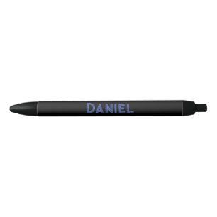 Blue custom name on black black ink pen