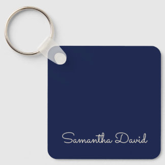 Blue custom name personalised key ring