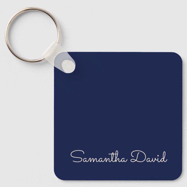 Blue custom name personalised key ring (Front)