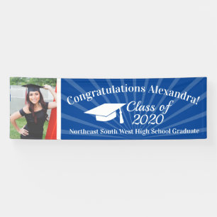 Blue Custom Photo 8' Wide Graduation Banner