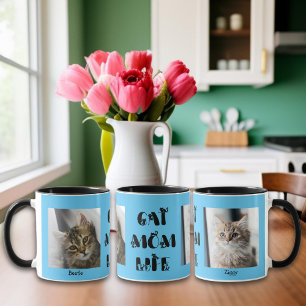Blue Custom Photo Cat Mum Life Mother's Day  Mug